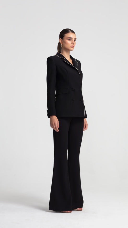 Shining Detail Black Double Breasted Jacket